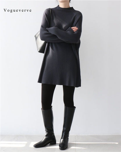 Vogueverve Sweaters Womens Oversized Long Sweater Dress 2025 Plus Size Tunic Pullover Knit Fall Dresses