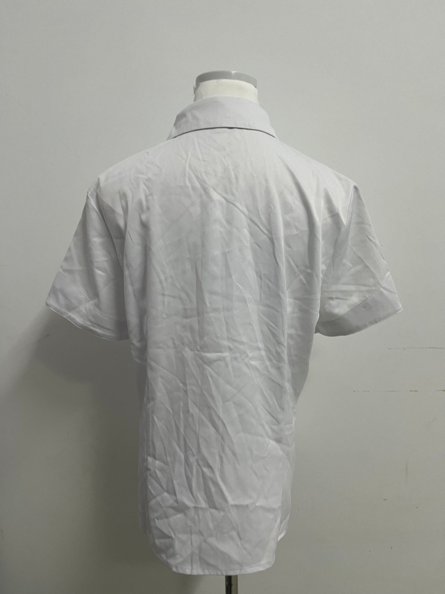 Anomalocaris-Inspired White Short-Sleeve Shirt: 70% Combed Cotton, Wrinkle-Resistant, Breathable for Commute/Casual/Business