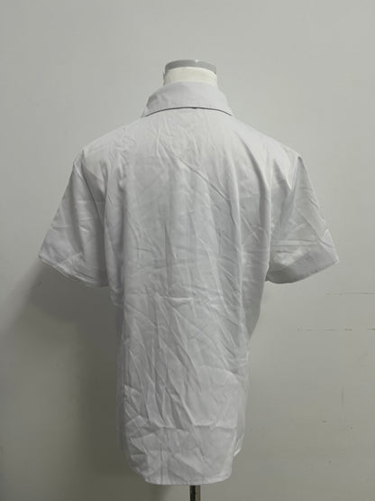 Anomalocaris-Inspired White Short-Sleeve Shirt: 70% Combed Cotton, Wrinkle-Resistant, Breathable for Commute/Casual/Business