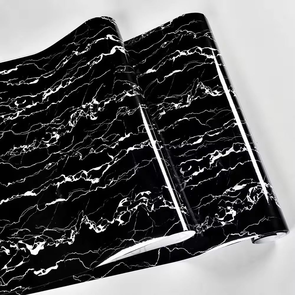 HISPACE Wall stickers Abyssaly Black and White Marble Contact Paper, Granite Kitchen Wallpaper Peel and Stick Countertops