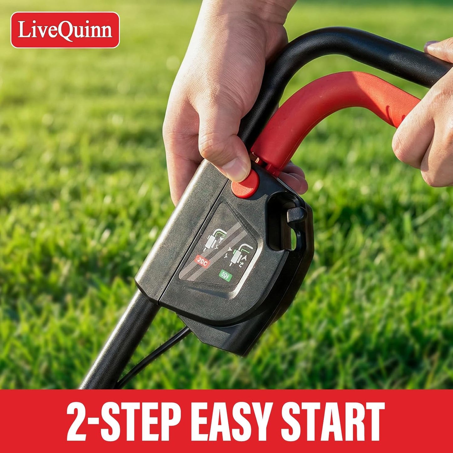 LiveQuinn Electric Lawn Mower, 13-Inch Cutting Width, 4 Adjustable Cutting Heights, 8-Gallon Grass Collection Bag, 3400RPM Brushless Motor, Home Yard Lawn Trimmer