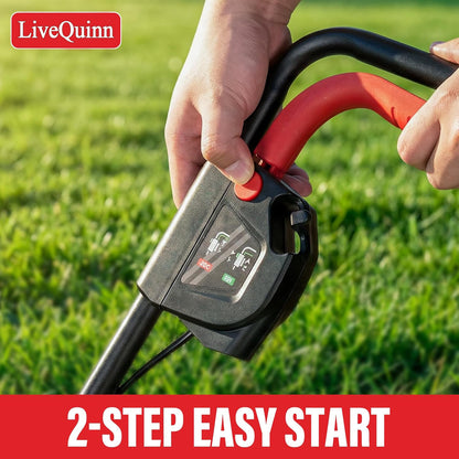 LiveQuinn Electric Lawn Mower, 13-Inch Cutting Width, 4 Adjustable Cutting Heights, 8-Gallon Grass Collection Bag, 3400RPM Brushless Motor, Home Yard Lawn Trimmer