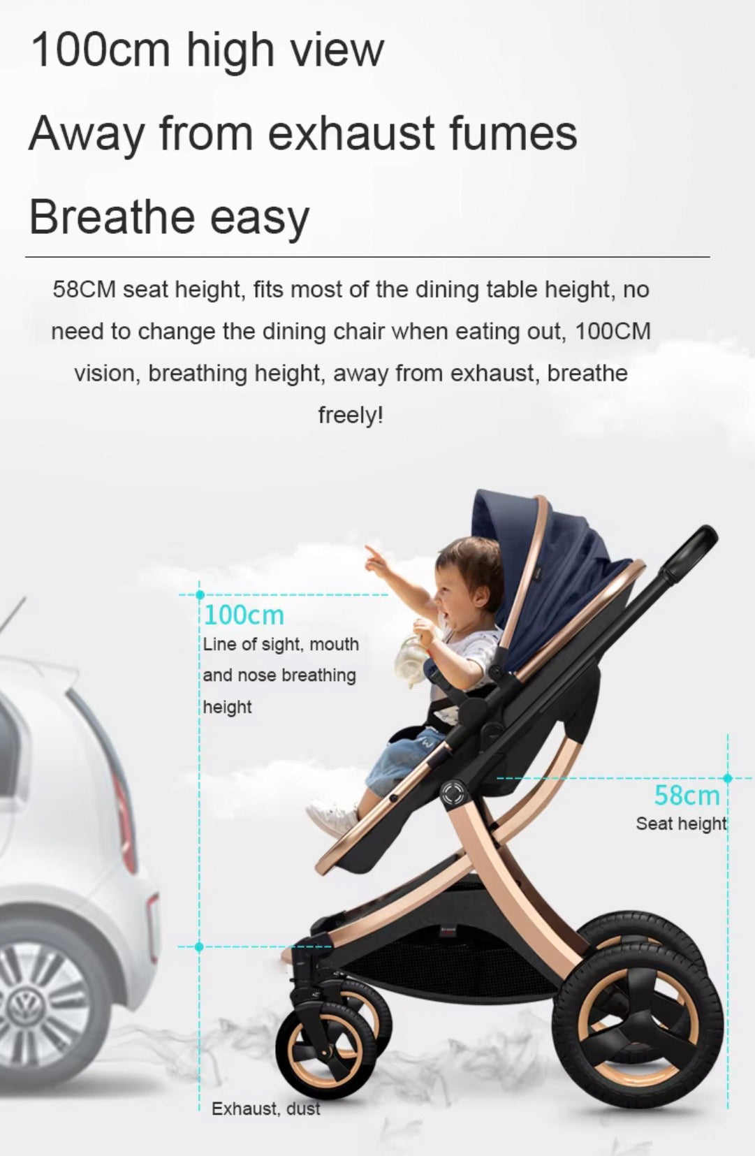SPARKLION Baby strollers Newborns and up 2-in-1 Infant Newborn Toddler Pram Convertible Foldable Standard Baby Carriage for 0-36 Months Old Babies(Black)