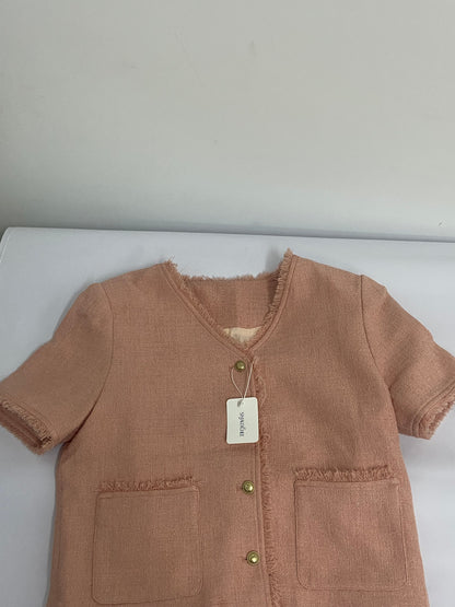 SMALLYCHEE  Vintage Women Woolen Tweed Coat O-Neck Slim Short Jackets Blends Outwear Tops