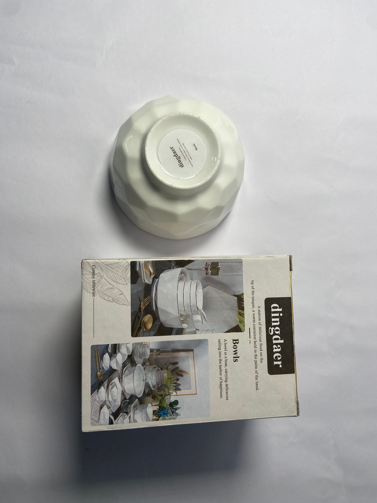 dingdaer Bowls Small Bowls, 10 OZ Ceramic Dessert Bowls, for Kitchen, Side Dishes, Ice Cream Rice Soup Snack Cereal (White Flowers)
