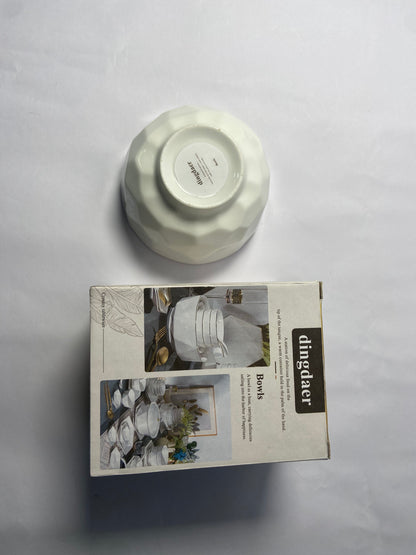 dingdaer Bowls Small Bowls, 10 OZ Ceramic Dessert Bowls, for Kitchen, Side Dishes, Ice Cream Rice Soup Snack Cereal (White Flowers)