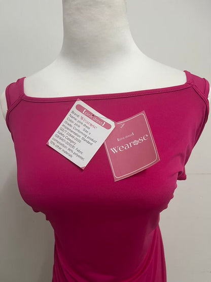 Wearose Pink Sleeveless Dress - Asymmetric One-Shoulder with Side Ruching