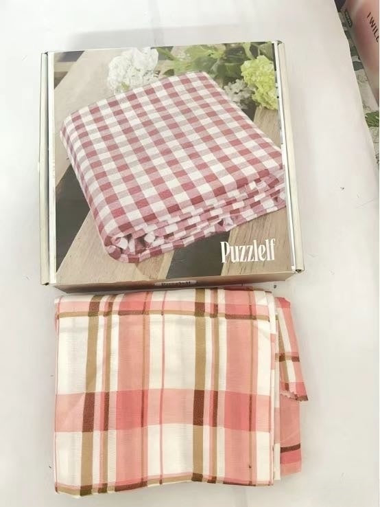 Puzzlelf  Red Gingham Queen Bedsheets, Soft Brushed Microfiber Plaid Queen Bed Sheets