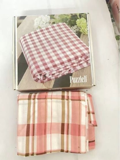 Puzzlelf  Red Gingham Queen Bedsheets, Soft Brushed Microfiber Plaid Queen Bed Sheets