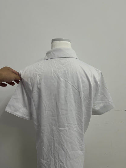 Anomalocaris-Inspired White Short-Sleeve Shirt: 70% Combed Cotton, Wrinkle-Resistant, Breathable for Commute/Casual/Business