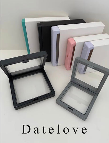 Datelove Jewelry organizer cases Jewelry Boxes, Portable 3D Floating Small Frame Display Stand Transparent Window Jewelrys Case PE Film Jewelry Organizers and Storage