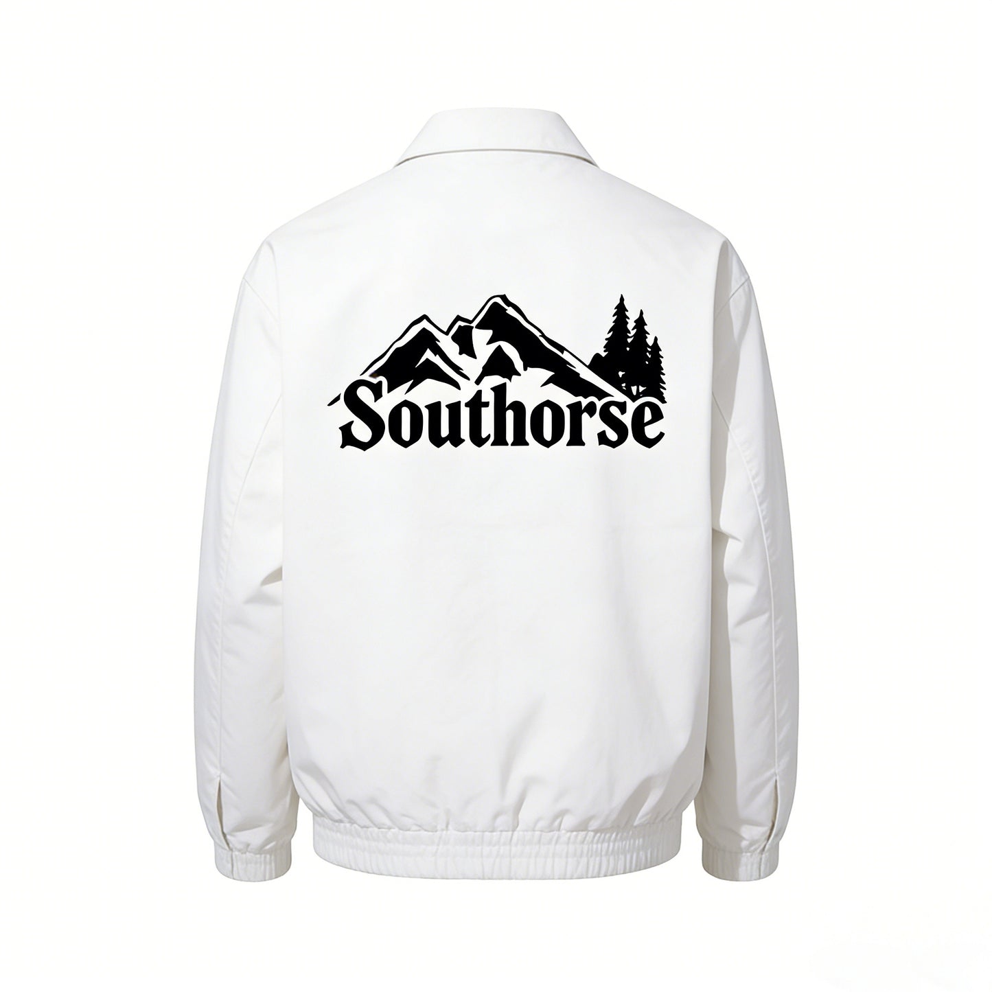 Southorse Men's Outdoor Mountain Print Anoraks Jacket, Loose Turn-Down Collar Zip-Up Casual Coat, White
