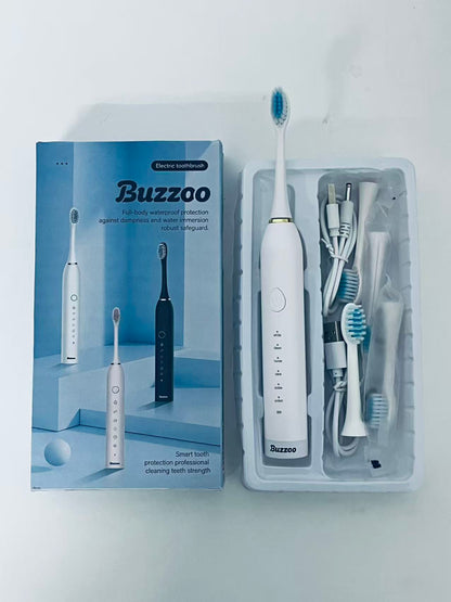 Buzzoo Full-Body Waterproof Sonic Electric Toothbrush - Multi-Mode Teeth Cleaning Set (with Replacement Heads)