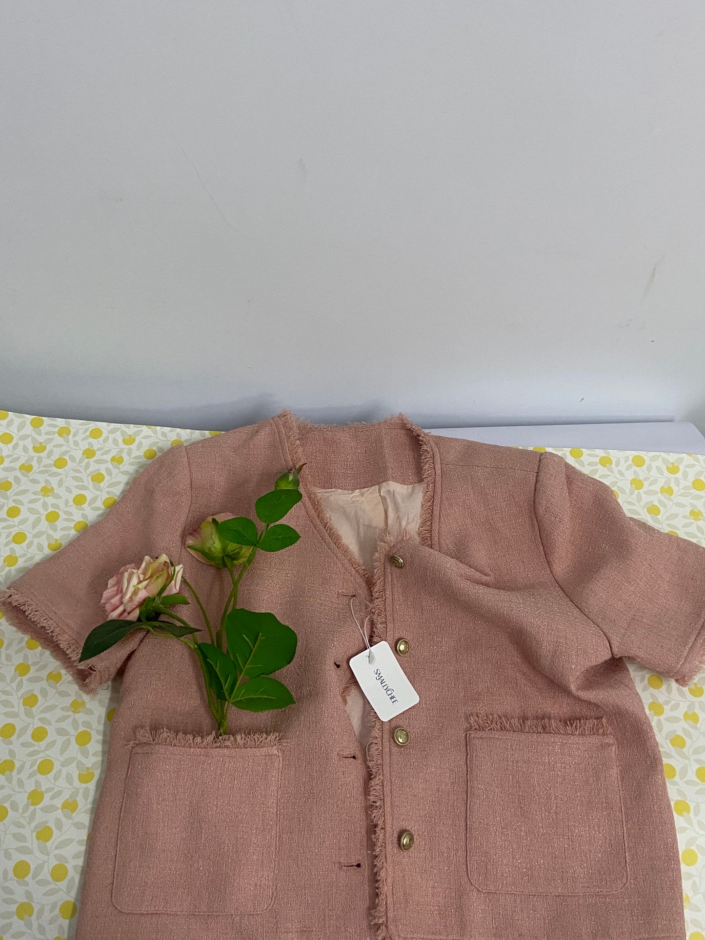 SMALLYCHEE  Vintage Women Woolen Tweed Coat O-Neck Slim Short Jackets Blends Outwear Tops