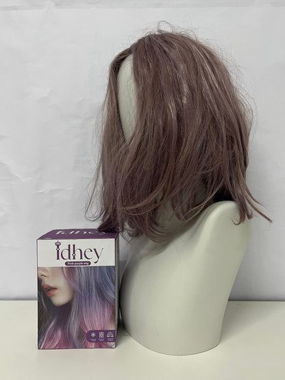 Idhey Medium-Length Slightly Curled Wig, Natural Simulated Scalp, Fashion Styling Wig