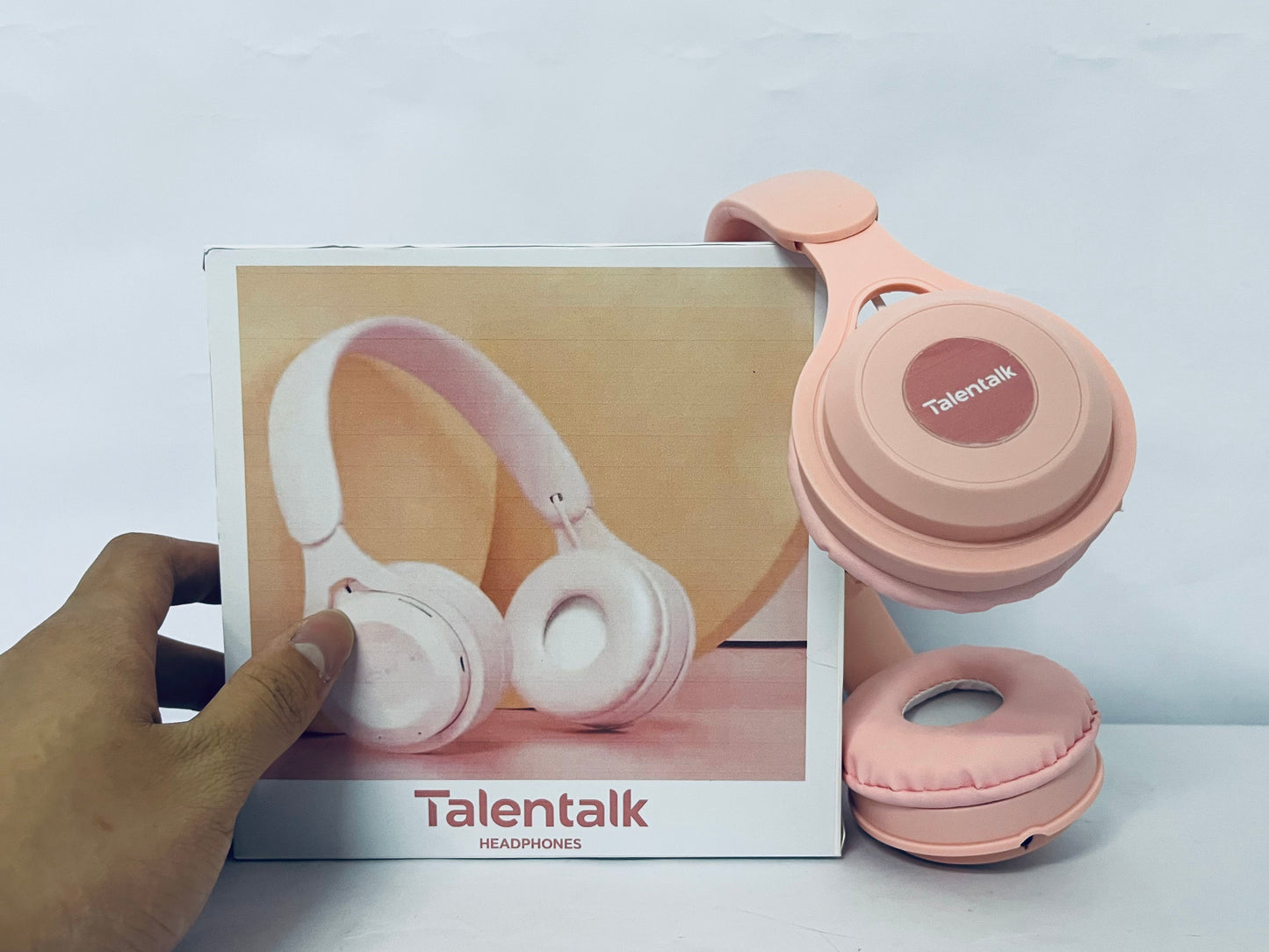 Talentalk Headphones Bluetooth Wireless Headphones Over Ear, 65H Playtime and 6 EQ Music Modes with Microphone, HiFi Stereo Foldable Lightweight Headset, Deep Bass for Home Office Cellphone PC Etc.(Pink)