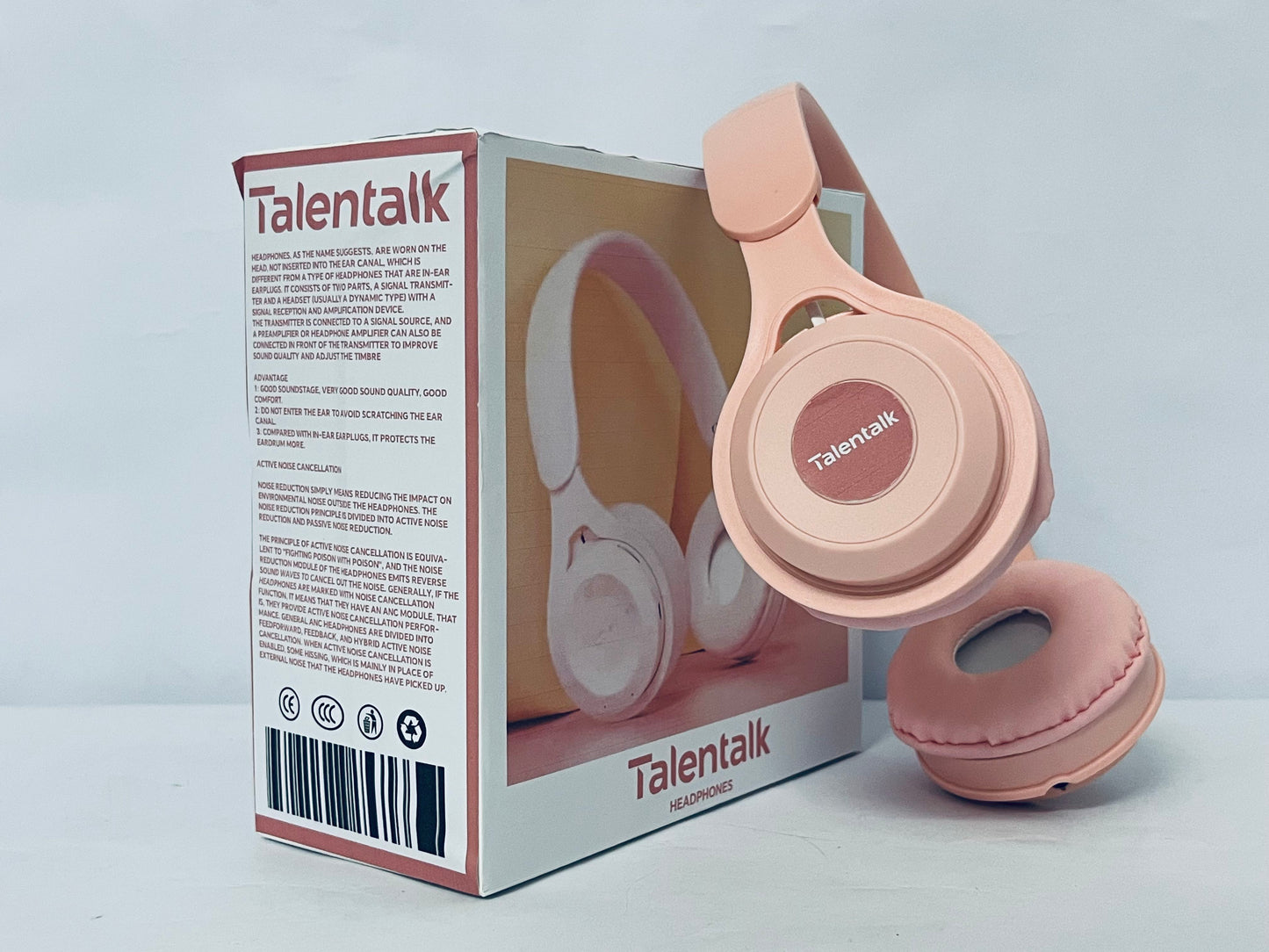 Talentalk Headphones Bluetooth Wireless Headphones Over Ear, 65H Playtime and 6 EQ Music Modes with Microphone, HiFi Stereo Foldable Lightweight Headset, Deep Bass for Home Office Cellphone PC Etc.(Pink)