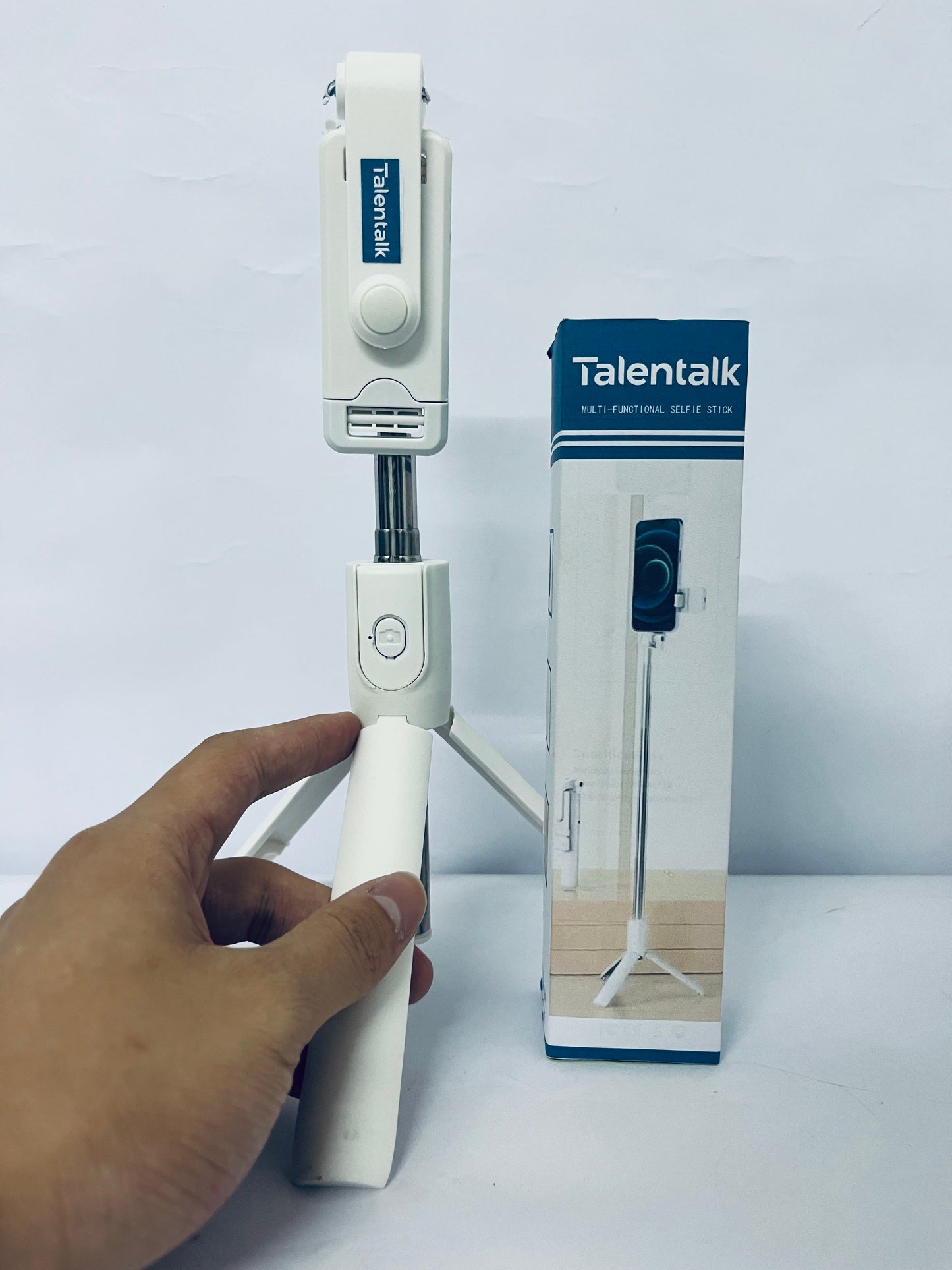 Talentalk Selfie sticks Selfie Stick Travel Tripod for Cell Phone with Remote Control and Phone Holder, Extendable Selfie Stick for iPhone,Tripod for Video Recording, 50 Inch, White