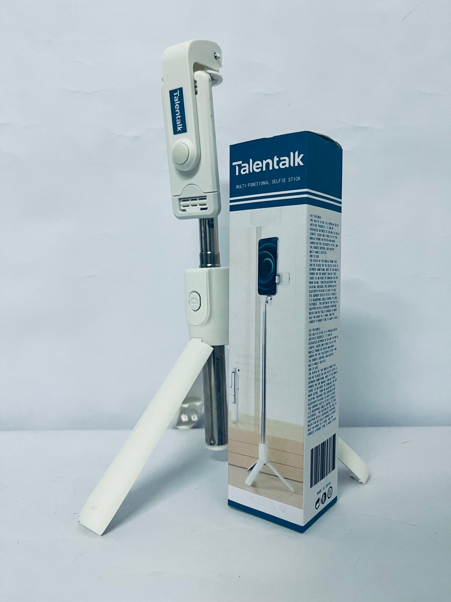 Talentalk Selfie sticks Selfie Stick Travel Tripod for Cell Phone with Remote Control and Phone Holder, Extendable Selfie Stick for iPhone,Tripod for Video Recording, 50 Inch, White