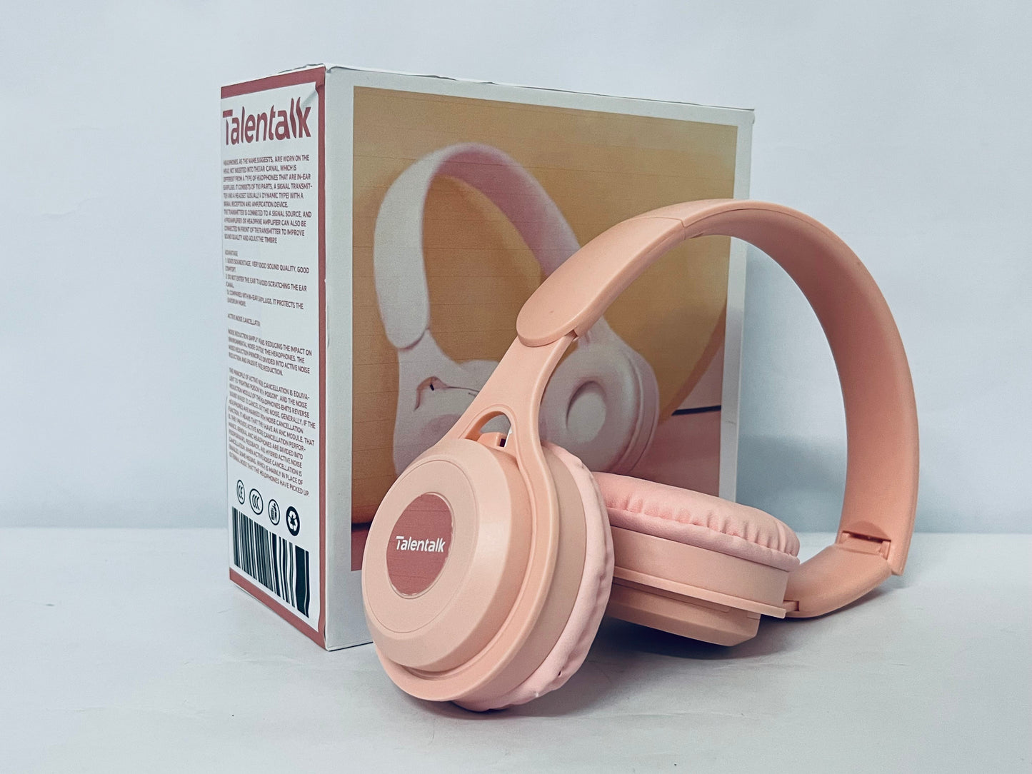 Talentalk Headphones Bluetooth Wireless Headphones Over Ear, 65H Playtime and 6 EQ Music Modes with Microphone, HiFi Stereo Foldable Lightweight Headset, Deep Bass for Home Office Cellphone PC Etc.(Pink)