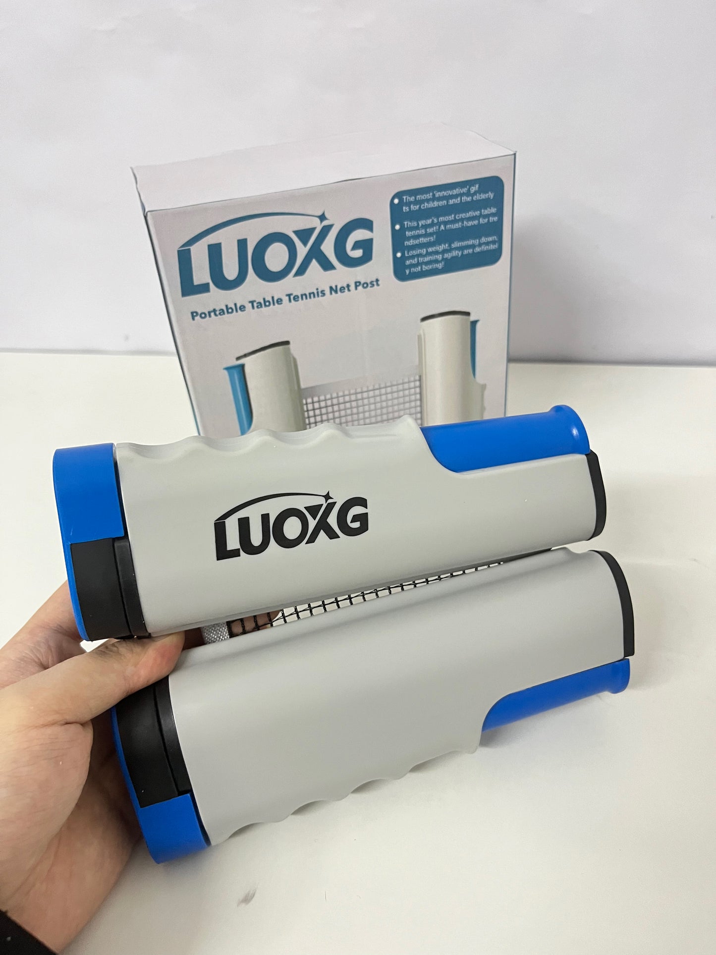 LUOXG Portable Table Tennis Net Post, Retractable Ping Pong Net with Clamp, Adjustable Table Tennis Net Set for Indoor/Outdoor Use, Fits Standard Ping Pong Tables, Easy to Install & Carry, Ideal for Training & Recreational Play
