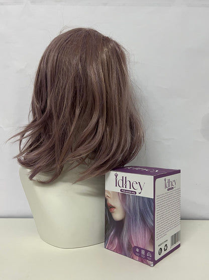 Idhey Medium-Length Slightly Curled Wig, Natural Simulated Scalp, Fashion Styling Wig