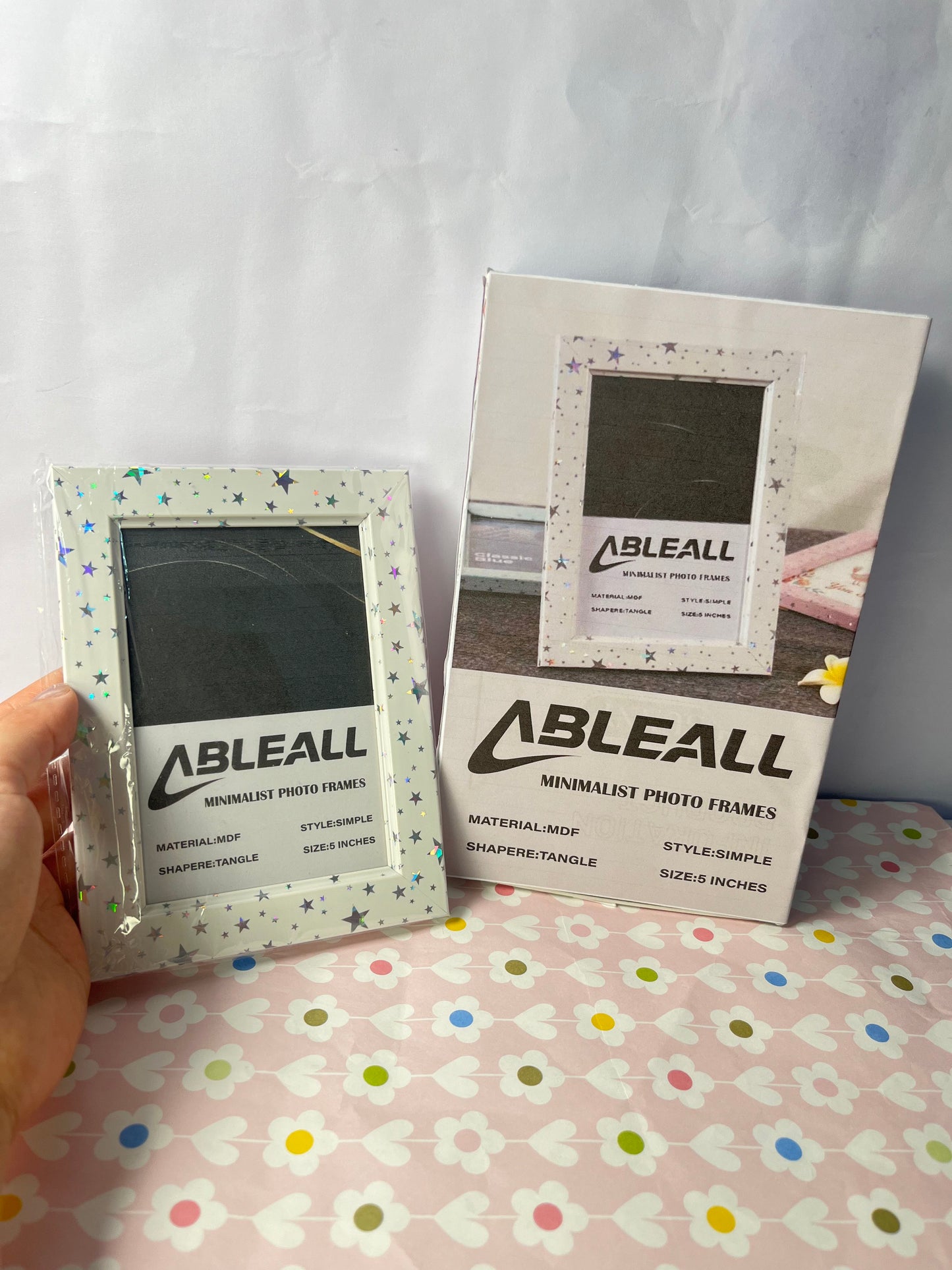 ABLEALL Beautiful stars 5x7 inch Picture Frame for Wall Hanging or Tabletop Poster Frame Display, Square Wood Wall Gallery Photo Frame