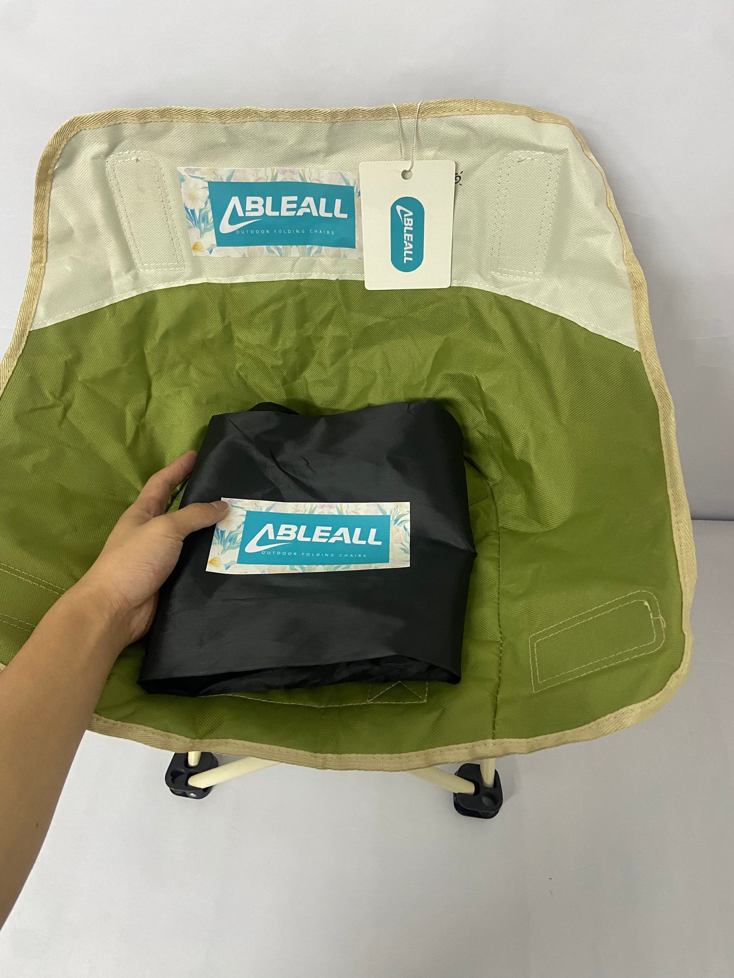 ABLEALL Compact Camping Chairs Portable Folding for Outside with Carry Bag Lightweight Moon Chairs for Travel Picnic Hiking Beach Fishing