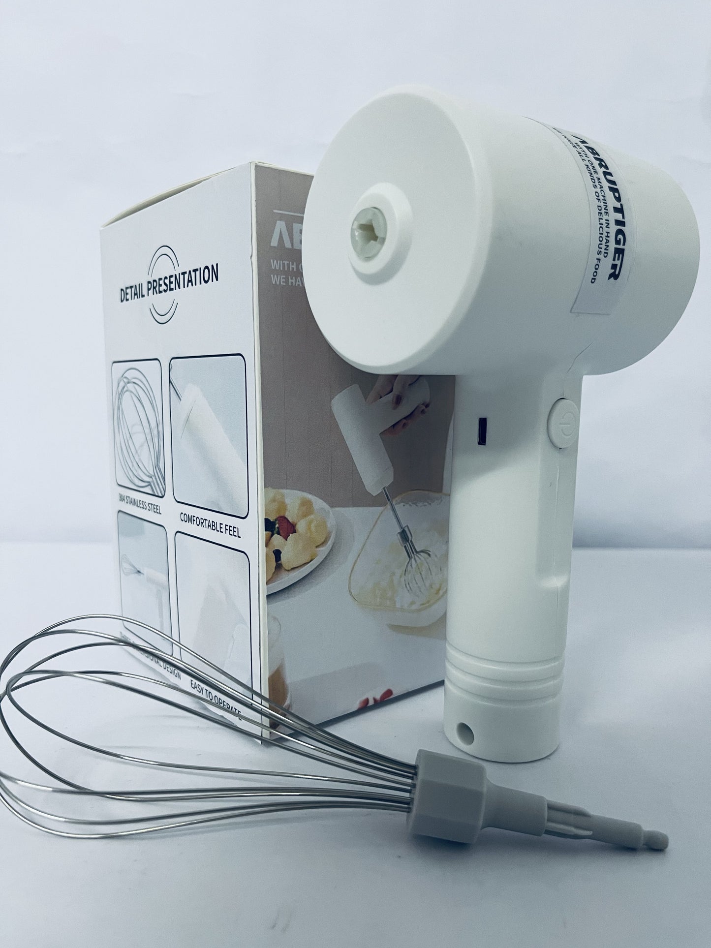 ABRUPTIGER Electric egg beaters Electric Egg Mixer High Power Handheld Frother for Milk Baking Sleek Design Control Stainless Steel Essential Kitchen Gadget