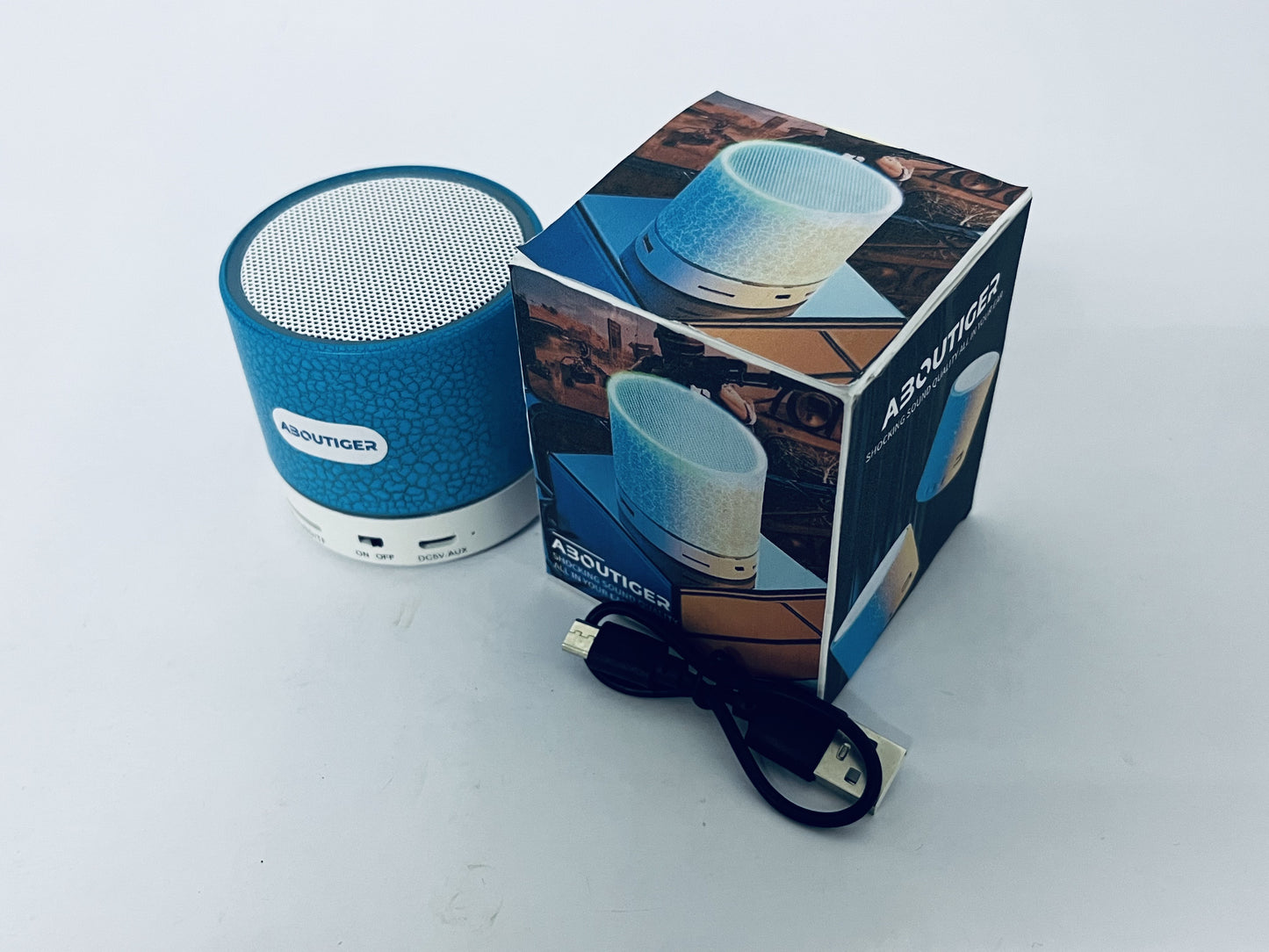 ABOUTIGER Portable Mini Speaker, Super Bass Stereo Rechargeable Speaker with LED Lights