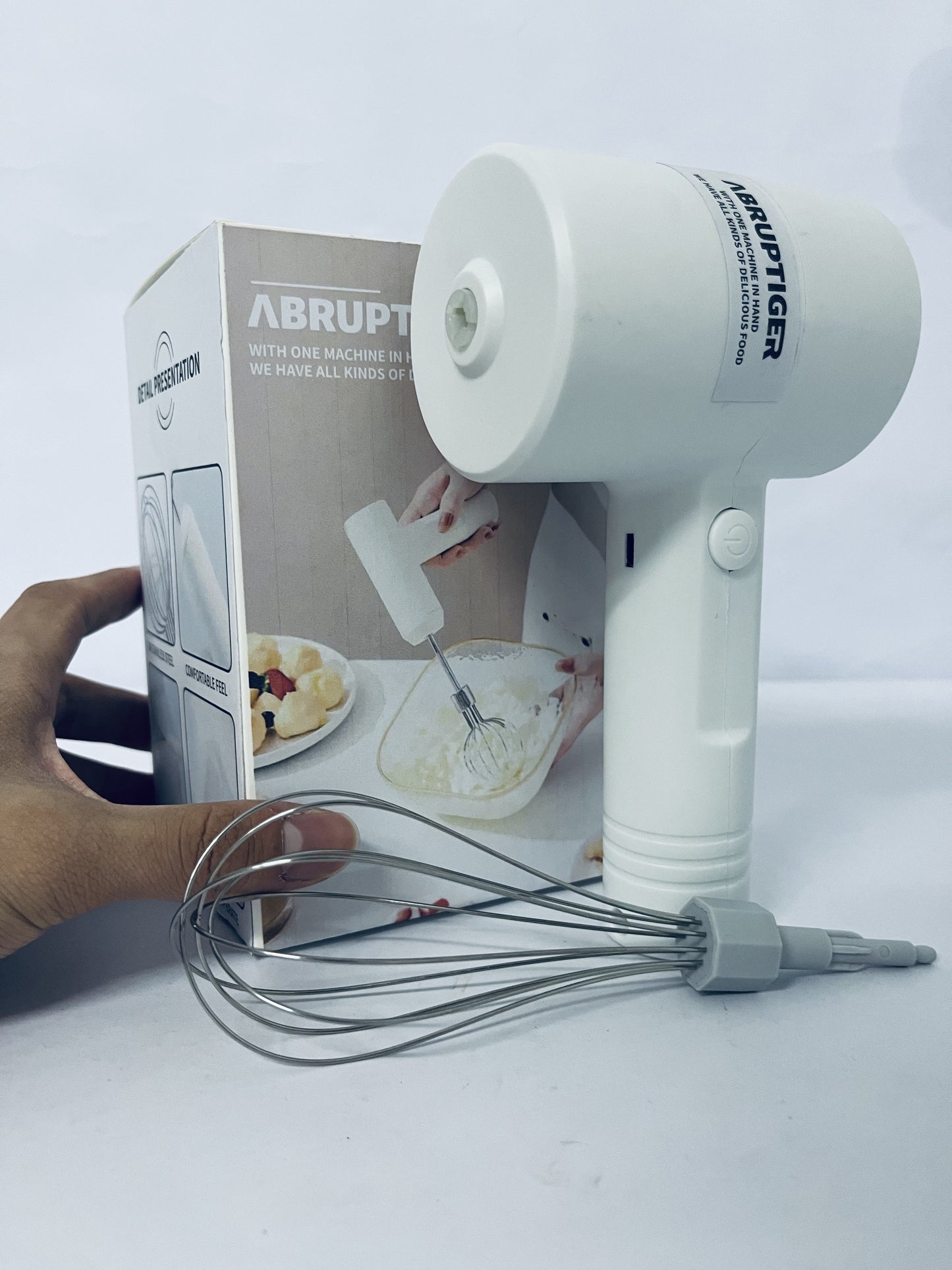 ABRUPTIGER Electric egg beaters Electric Egg Mixer High Power Handheld Frother for Milk Baking Sleek Design Control Stainless Steel Essential Kitchen Gadget