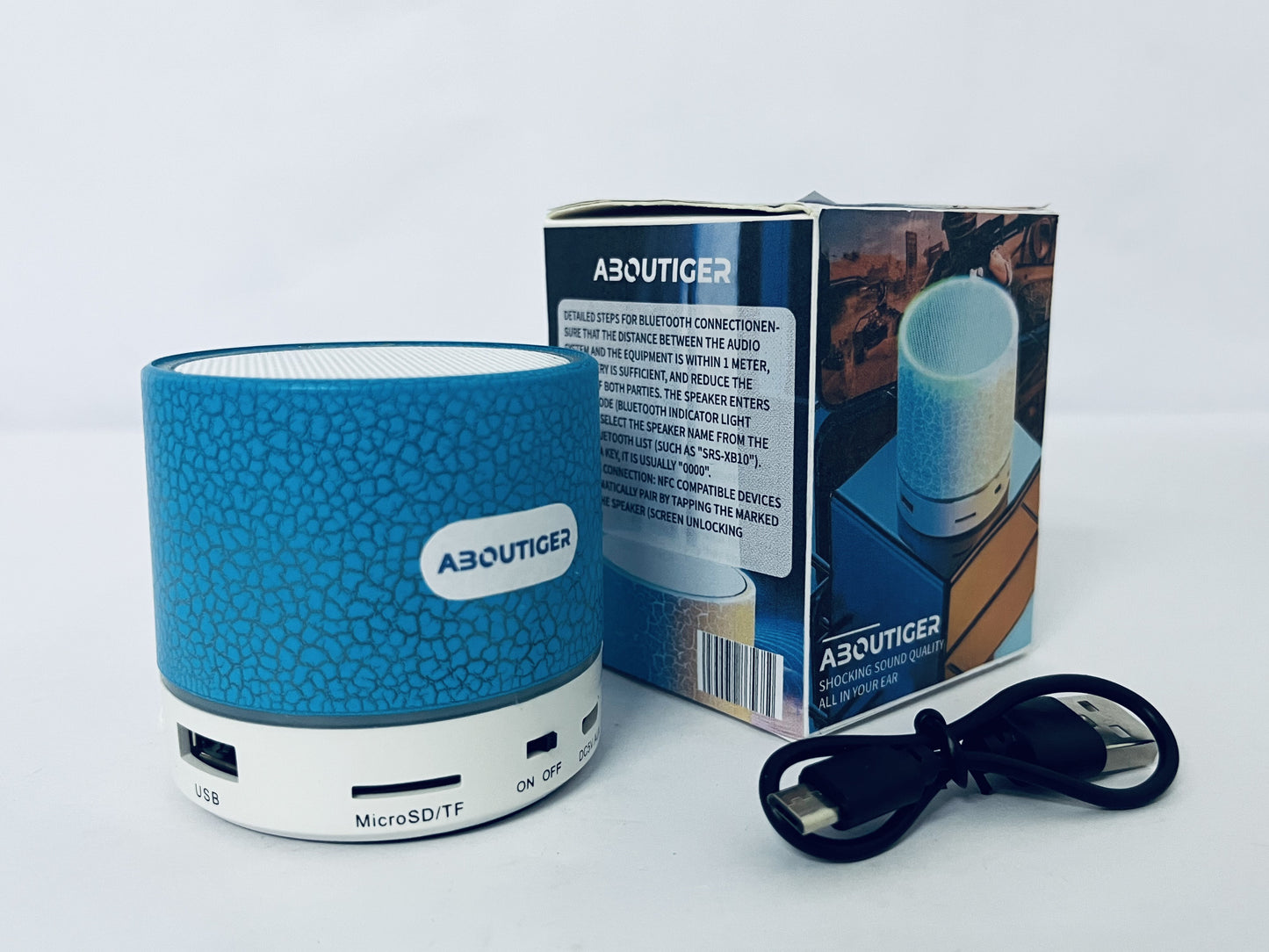 ABOUTIGER Portable Mini Speaker, Super Bass Stereo Rechargeable Speaker with LED Lights