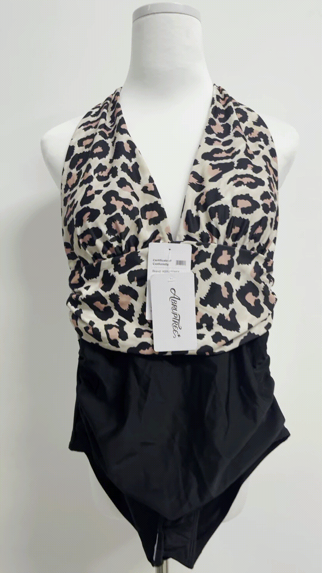 ABRUPTREE Leopard print swimsuit Women's V-Neck