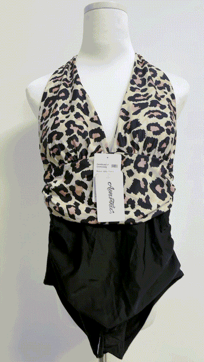 ABRUPTREE Leopard print swimsuit Women's V-Neck