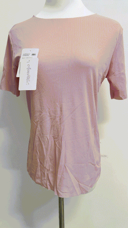 ABRUPTREE Womens Basic Tees Summer Short Sleeve Shirts Slim Fit Tight T Shirt Going Out Tops-pink