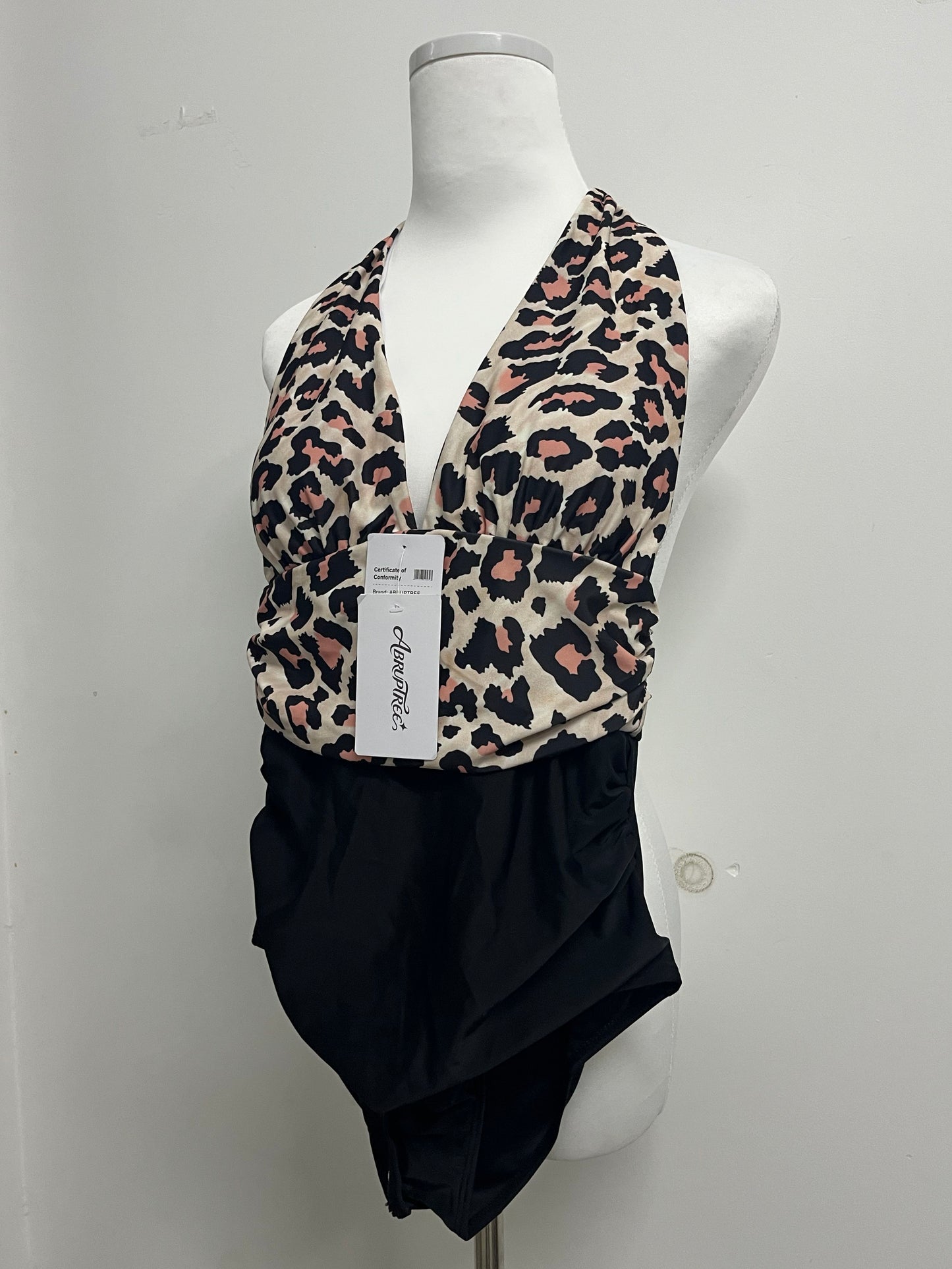 ABRUPTREE Leopard print swimsuit Women's V-Neck