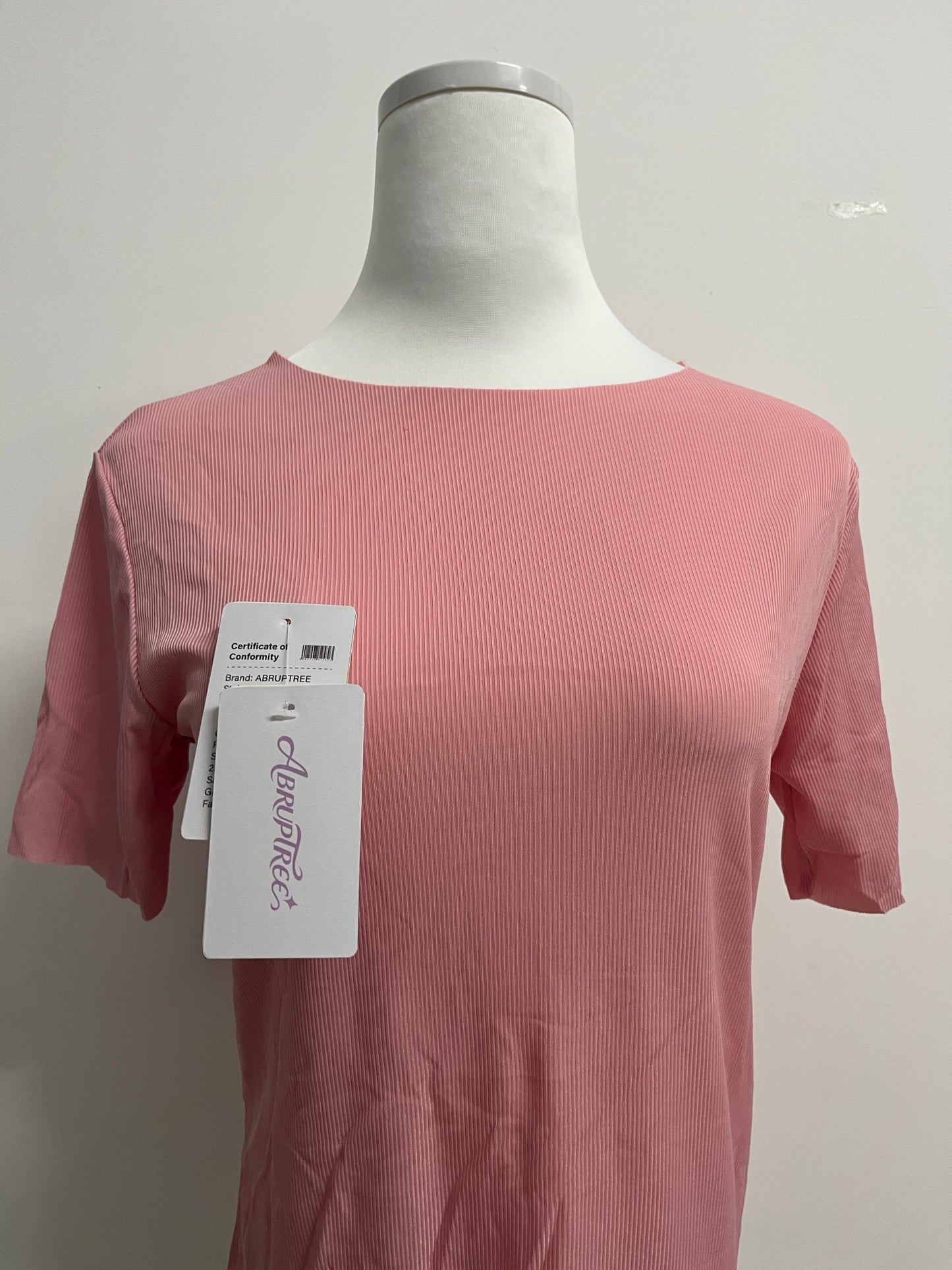 ABRUPTREE Womens Basic Tees Summer Short Sleeve Shirts Slim Fit Tight T Shirt Going Out Tops-pink