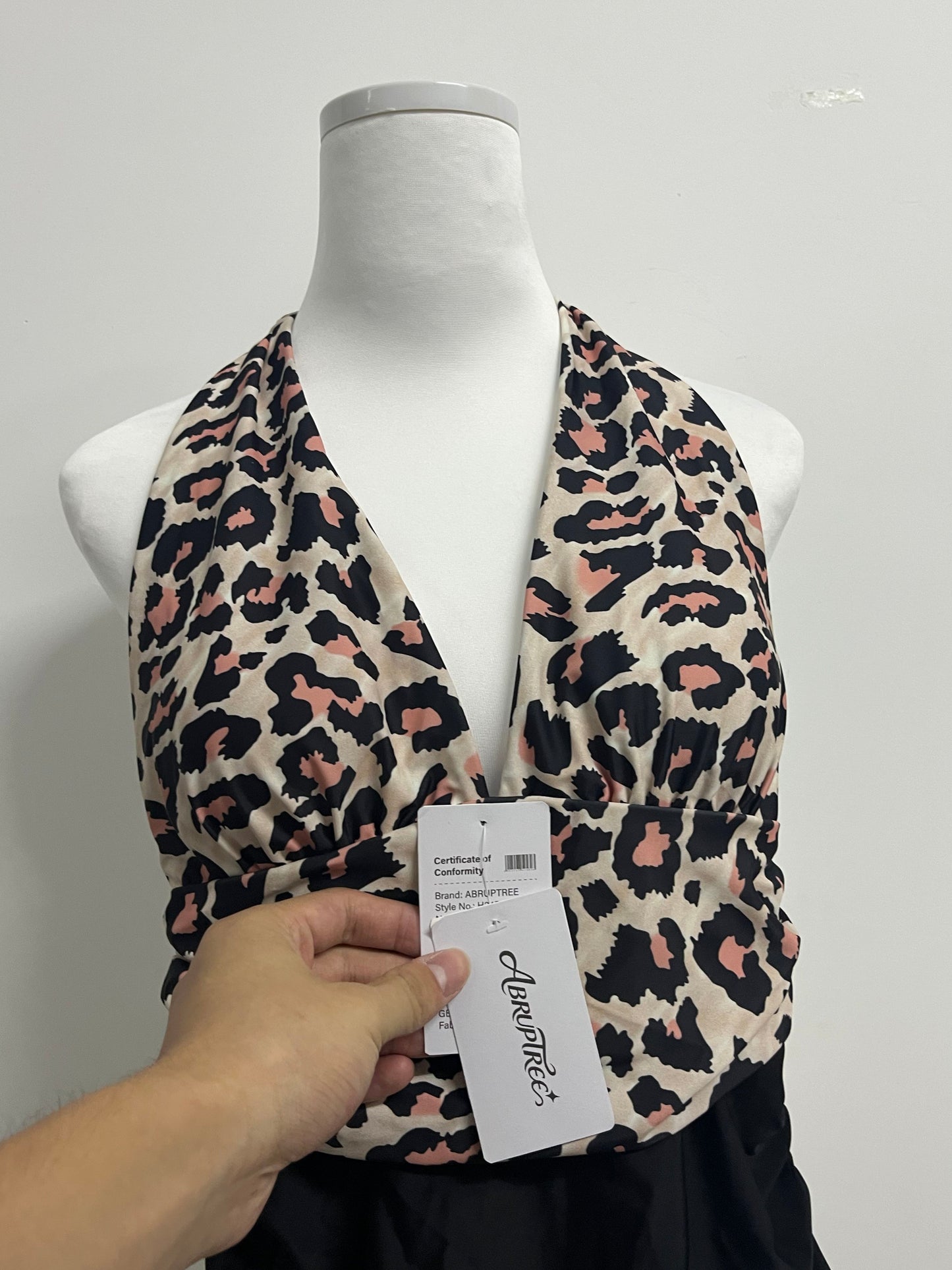 ABRUPTREE Leopard print swimsuit Women's V-Neck