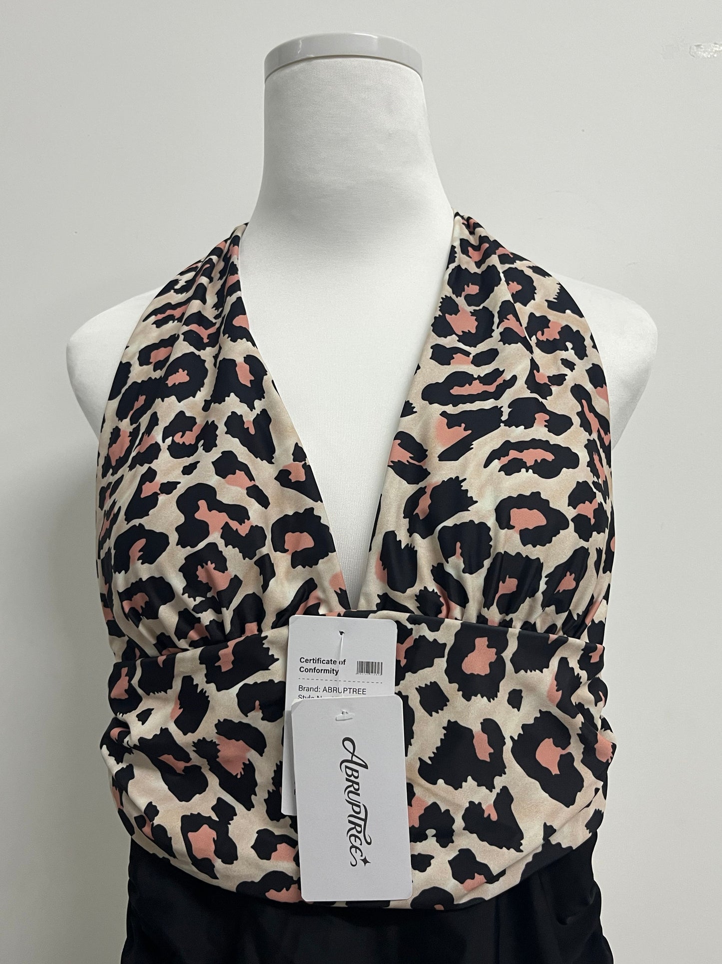ABRUPTREE Leopard print swimsuit Women's V-Neck