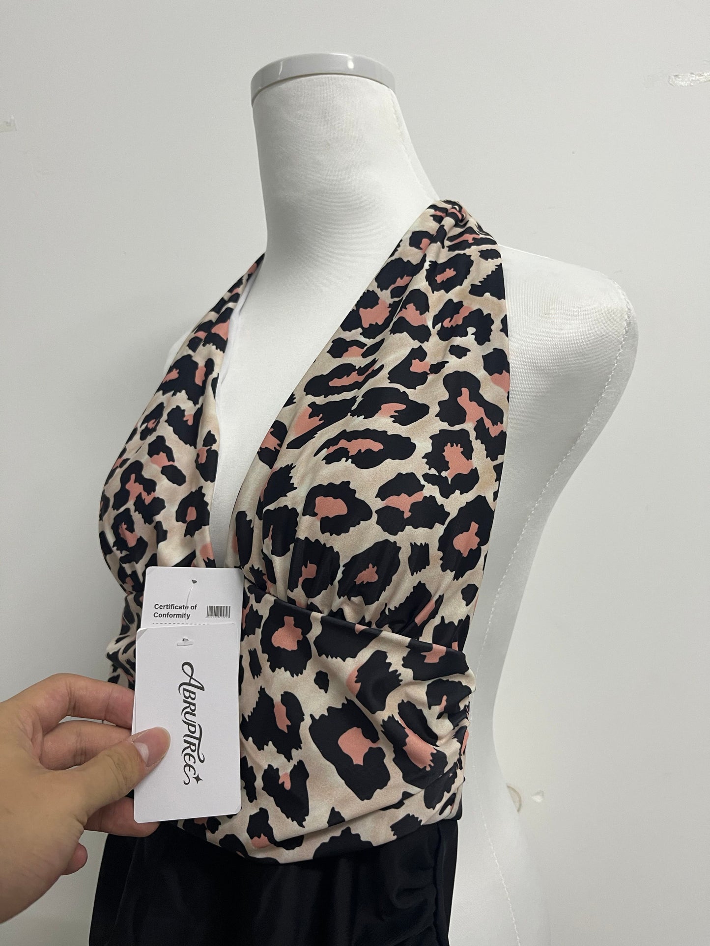 ABRUPTREE Leopard print swimsuit Women's V-Neck