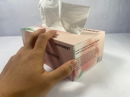 ACEFOREST Paper towels Facial Tissues 130 Per Box Size 7" X 6.9" 2 Ply, Great for Bathroom, Office, Store, School,Home, Kitchen, Or in Your Car & in Every Room
