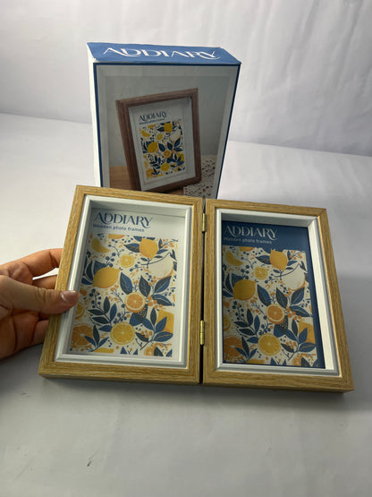 ADDIARY Picture frames 2Pcs Floating Frame, 7 x 5 Inch Natural Wood Pictures Frames for Pressed Flowers Standing Wall Hanging Picture Collection, Natural Wood