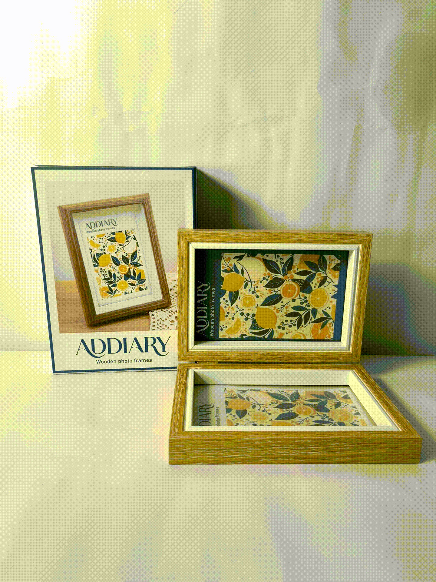 ADDIARY Picture frames 2Pcs Floating Frame, 7 x 5 Inch Natural Wood Pictures Frames for Pressed Flowers Standing Wall Hanging Picture Collection, Natural Wood