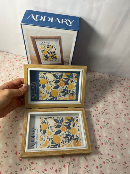 ADDIARY Picture frames 2Pcs Floating Frame, 7 x 5 Inch Natural Wood Pictures Frames for Pressed Flowers Standing Wall Hanging Picture Collection, Natural Wood