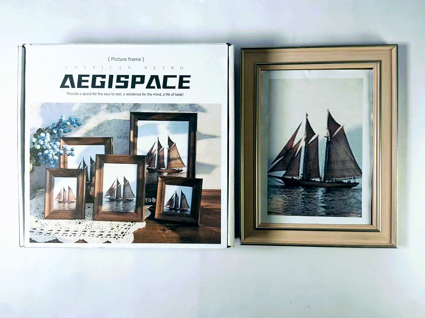 AEGISPACE Picture Frame, 16" x 20" matted to 8" x 10", Gold