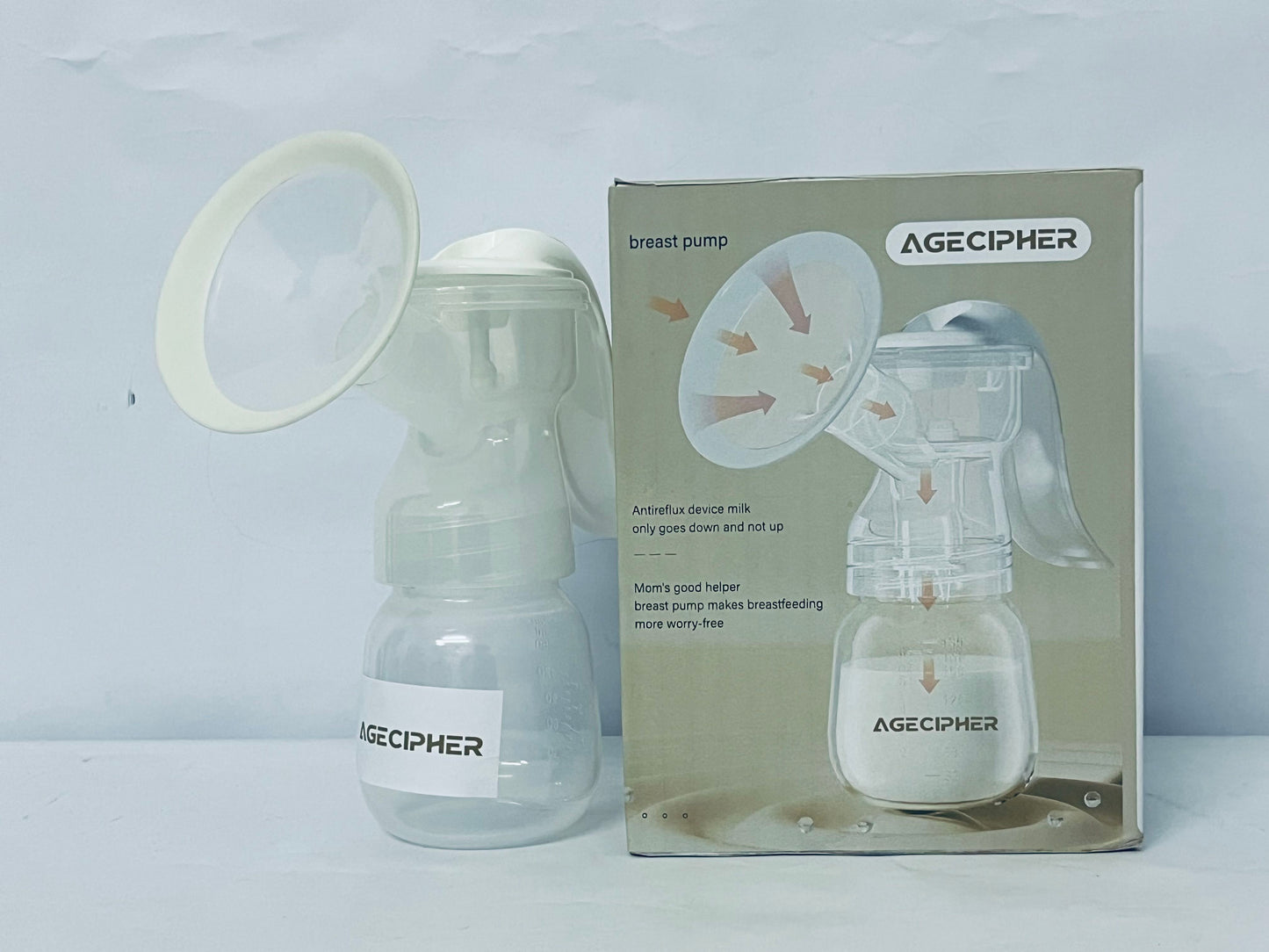 AGECIPHER Handheld Manual Breast Pump – Portable & BPA-Free Milk Extractor for Breastfeeding Moms, Soft Silicone Suction, Quiet & Easy to Use