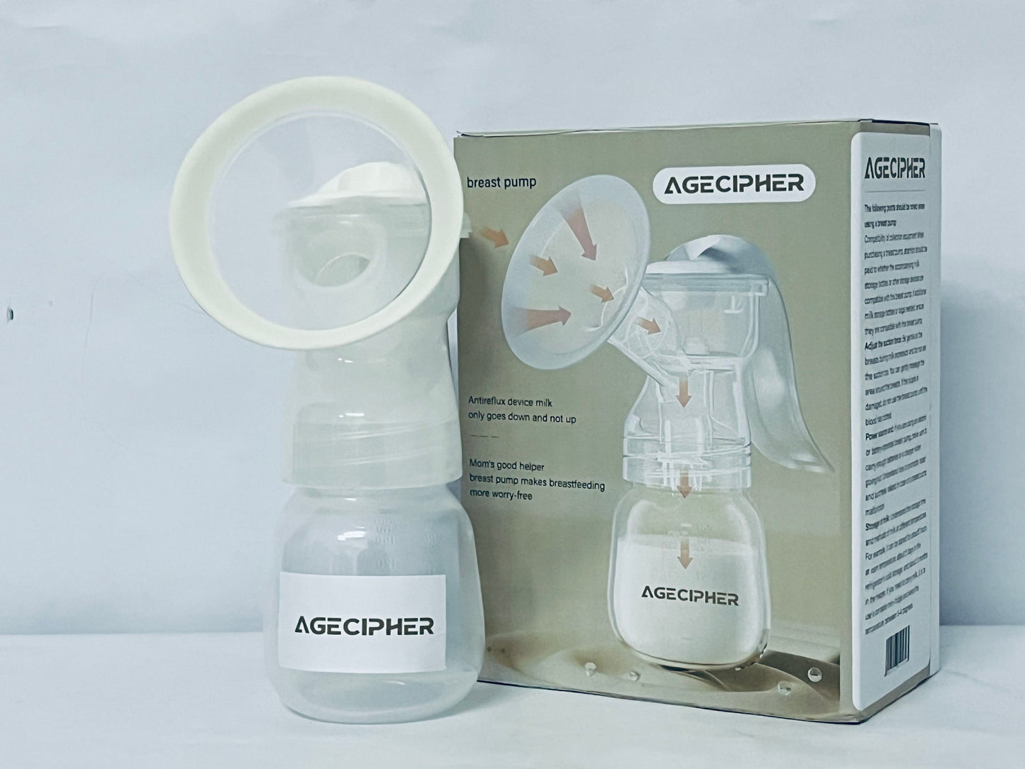 AGECIPHER Handheld Manual Breast Pump – Portable & BPA-Free Milk Extractor for Breastfeeding Moms, Soft Silicone Suction, Quiet & Easy to Use