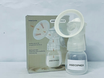 AGECIPHER Handheld Manual Breast Pump – Portable & BPA-Free Milk Extractor for Breastfeeding Moms, Soft Silicone Suction, Quiet & Easy to Use