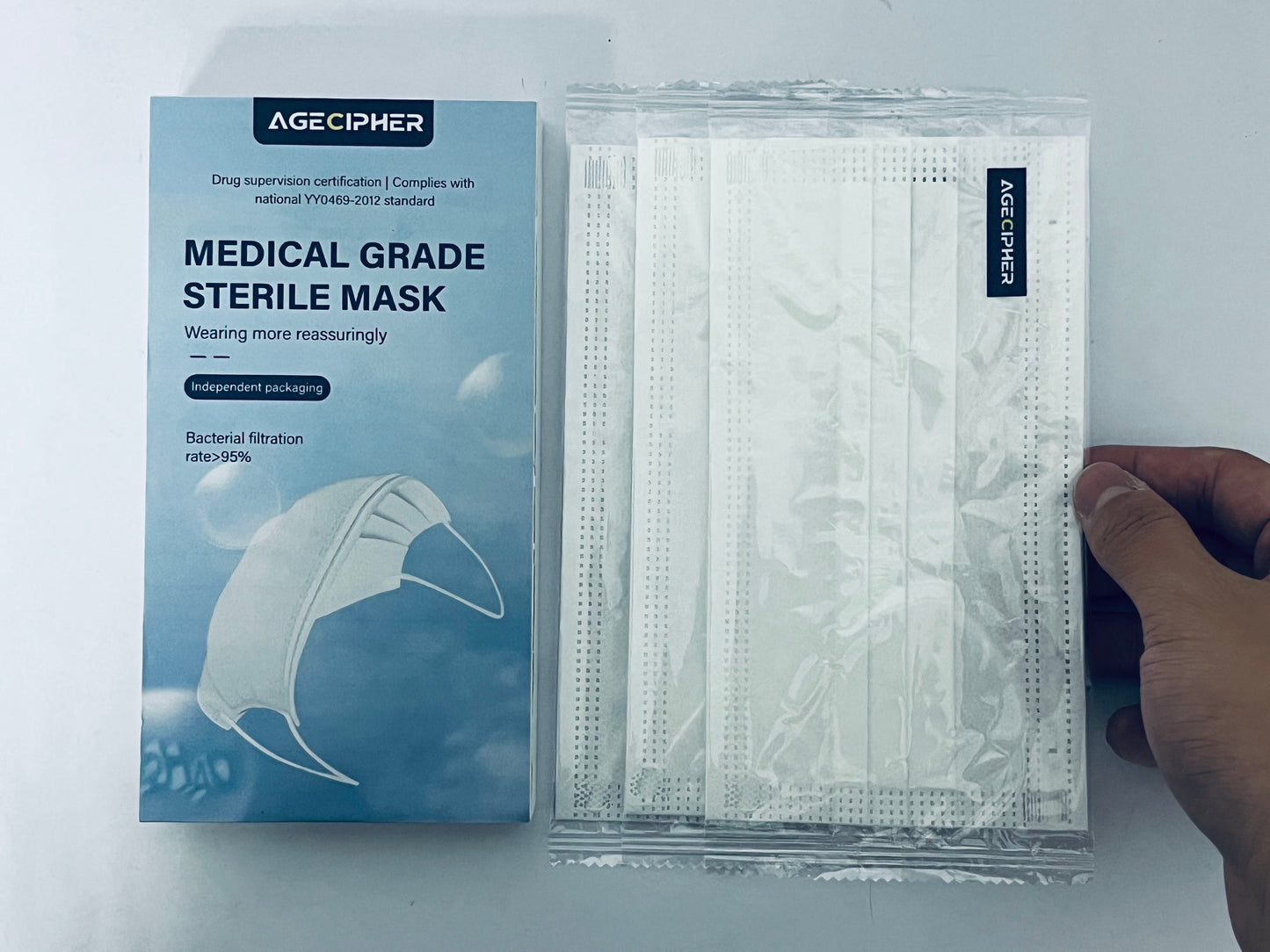  AGECIPHER Disposable Face Mask, 8 PCS White Masks, 3 Ply Protection Face Masks