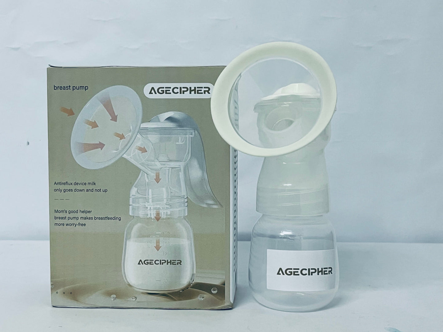 AGECIPHER Handheld Manual Breast Pump – Portable & BPA-Free Milk Extractor for Breastfeeding Moms, Soft Silicone Suction, Quiet & Easy to Use